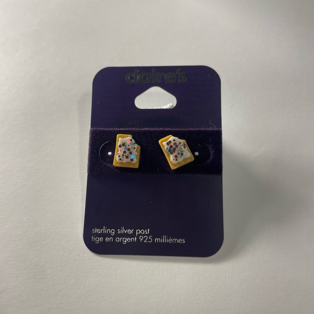 Sterling silver Pop tart Studs Earrings Hypoallergenic Claire’s NWT